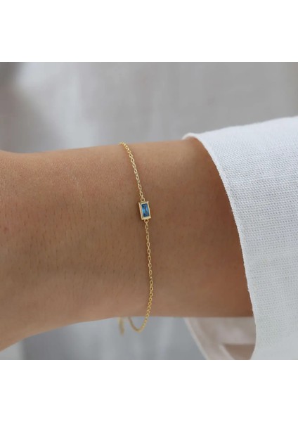 Nisera Baget Aqua Blue Minimal Altın Bileklik fiyatları