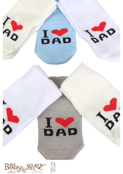 Pamuklu 6'lı Yenidoğan Erkek Bebek Çorap Dad Erkek