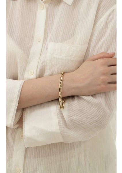 Mat ve Parlak Ataç Zincir Altın Bileklik