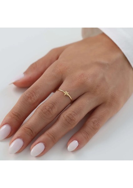 Mat ve Parlak Deniz Yıldızı Minimal Altın Yüzük fırsatları
