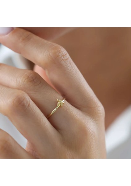 Mat ve Parlak Deniz Yıldızı Minimal Altın Yüzük indirimleri
