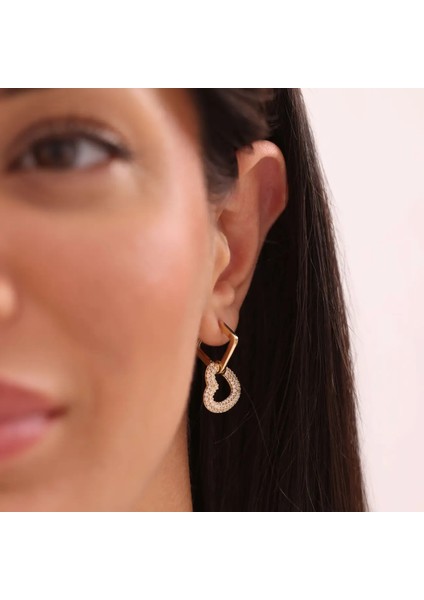 Nisera Kalp Altın Küpe