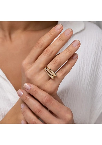 Üç Çizgi Tasarım Altın Yüzük