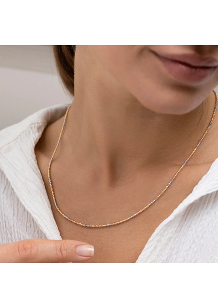 Nisera Dorika Üç Renk Parlak Dorika Altın Kolye