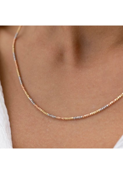 Nisera Dorika Üç Renk Parlak Dorika Altın Kolye fiyatları