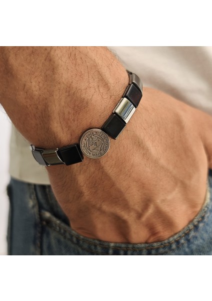 Fb Hematit-Mat Onix Kare Doğaltaş Bileklik fiyatları