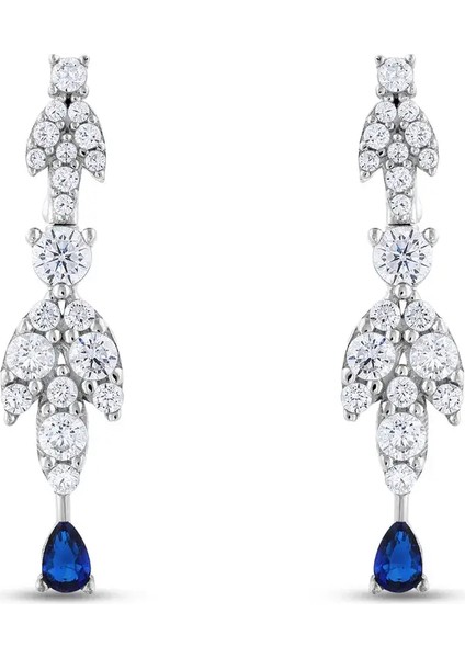 Lacivert Taş Detaylı Swarovski Beyaz Altın Set indirimleri