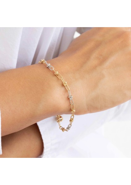 Tiff Çift Renk Altın Bileklik modelleri