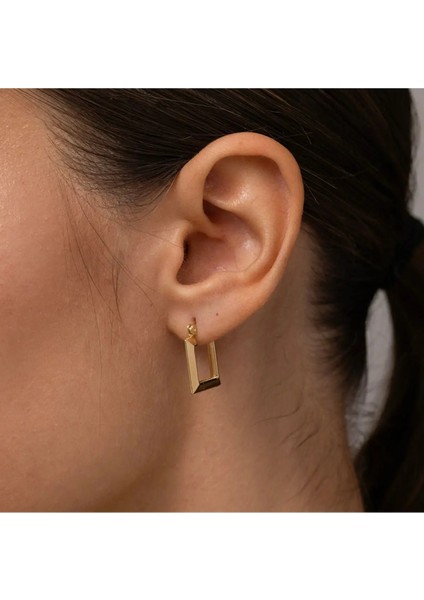 Minimal Square Tasarım Kare Altın Küpe fiyatları