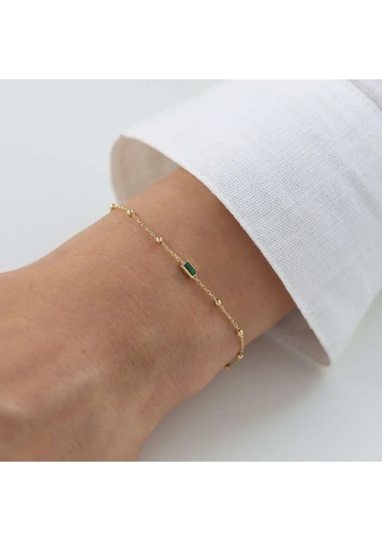 Nisera Yeşil Baget Mini Dorika Altın Bileklik fiyatları