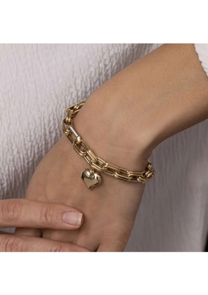 Kalp Charm Beyaz Mineli Altın Bileklik fiyatları