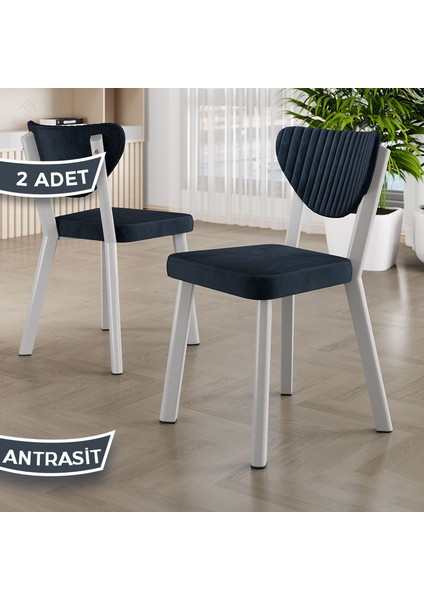Arfe Serisi 2 Adet Mutfak Sandalyesi Beyaz Metal Iskeletli 1. Sınıf Babyface Kumaş
