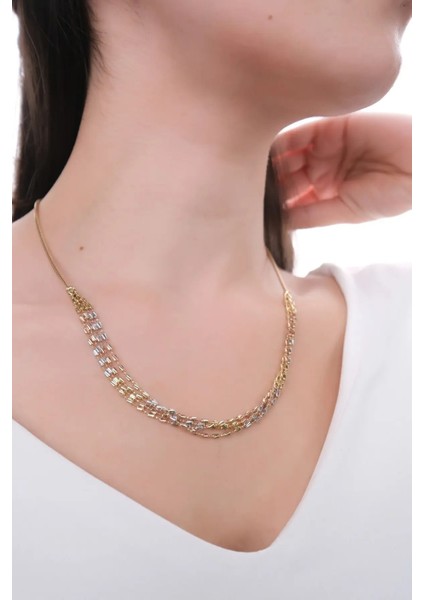 14 Ayar Üç Renk Üç Sıra Dorika Self Kolye fiyatları