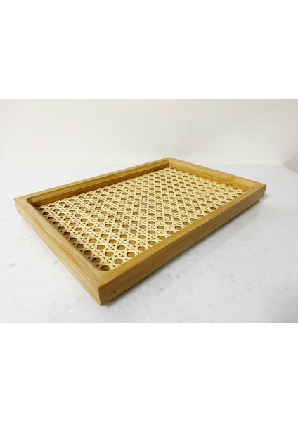 Rattan ve Bambu Malzemeli, 28X19CM Şık ve Doğal Tepsi, Ev ve Davetler Için Ideal fırsatları