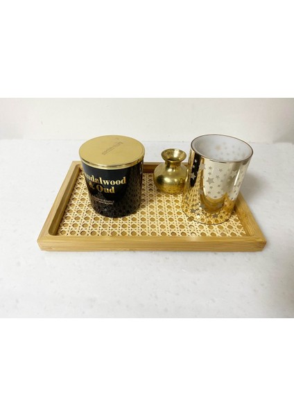 Rattan ve Bambu Malzemeli, 28X19CM Şık ve Doğal Tepsi, Ev ve Davetler Için Ideal indirimleri