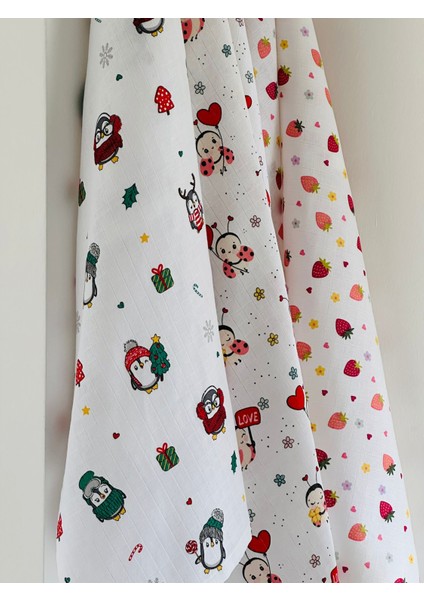 Ftbabycollection Pamuk 3'lü Müslin Bebek Battaniye Seti Oeko- Tex Sertifikalı Müslin örtü 80 x 90 cm modelleri