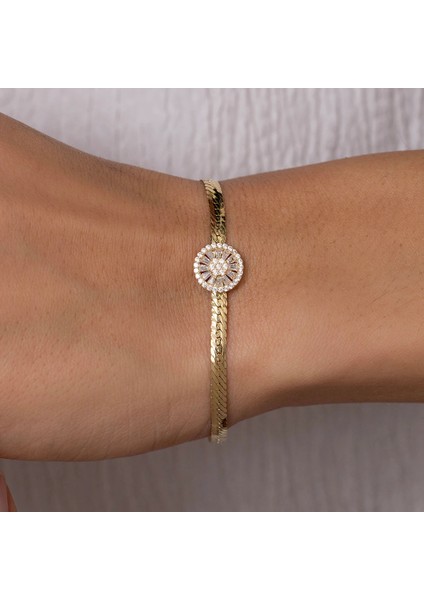 14 Ayar Baget Trapez Taşlı Bileklik