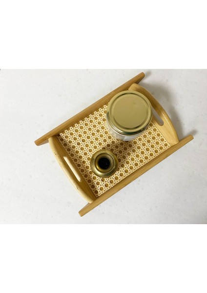 Rattan ve Bambu Malzemeden Şık 29X19CM Tepsi, Doğal ve Kullanışlı Tasarım