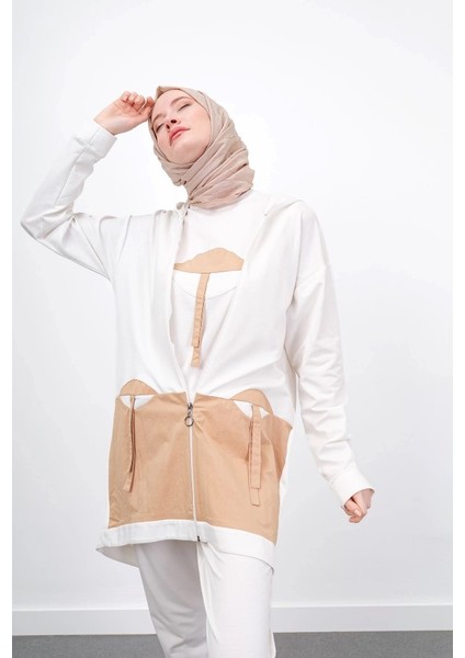 3025 Önü Fermuarlı Kapüşonlu Iç Bluzu Sıfır Kol Pantolon Beli Lastikli Üçlü Takım Qys Üçlü Takım 3025 #23-05# modelleri