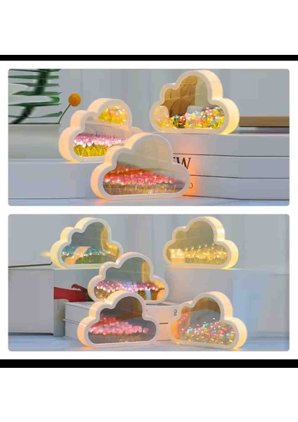 Bulut Tasarımlı Aynalı Lale Gece Lambası LED Işıklı Şık Dekoratif Lamba Hediyelik Romantik Masaüstü Aydınlatma fiyatları