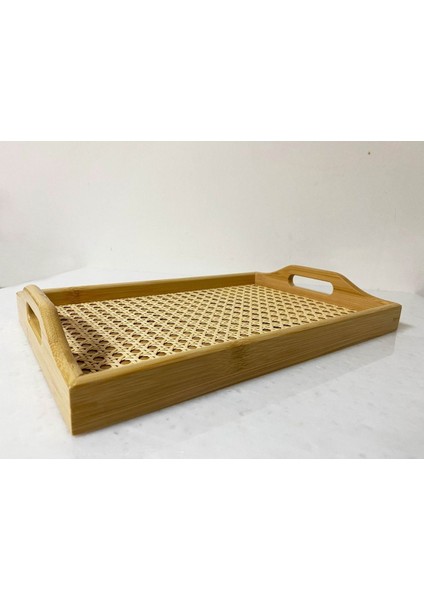 Kahverengi Rattan ve Bambu Tepsi 33X22CM, Şık ve Doğal Dekoratif Ürün fırsatları