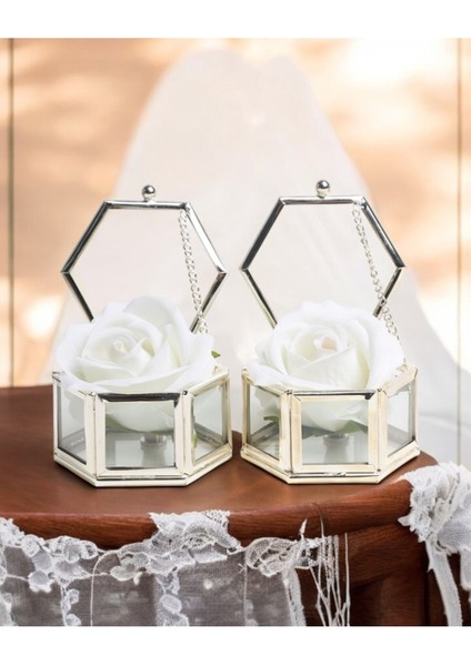 Altıgen Gül Detaylı Gümüş Yüzük Yükseltici, Şık Takı Parçası