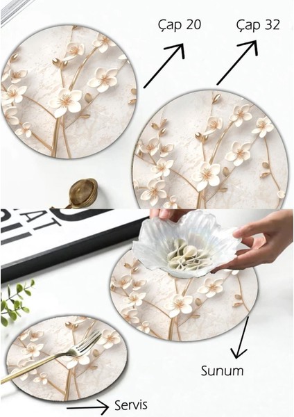 2'li Set Yapay Güller, Çap 32 ve 20 Cm, Bej Renkli, Şık Dekoratif Süsler fiyatları