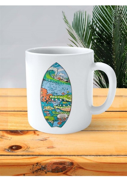 Surf Baskılı Kupa Bardak Kişiye Özel Model 5