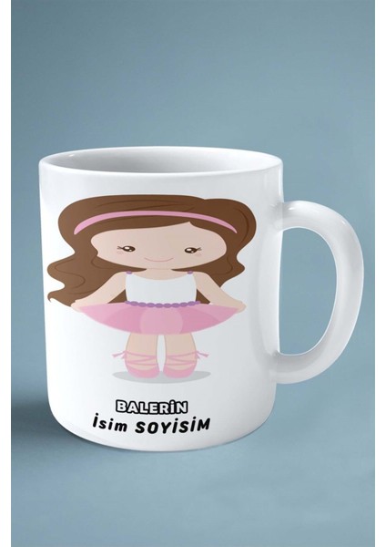 Balerin Baskılı Kupa Bardak Çift Taraflı Baskı Kişiye Özel Model 4