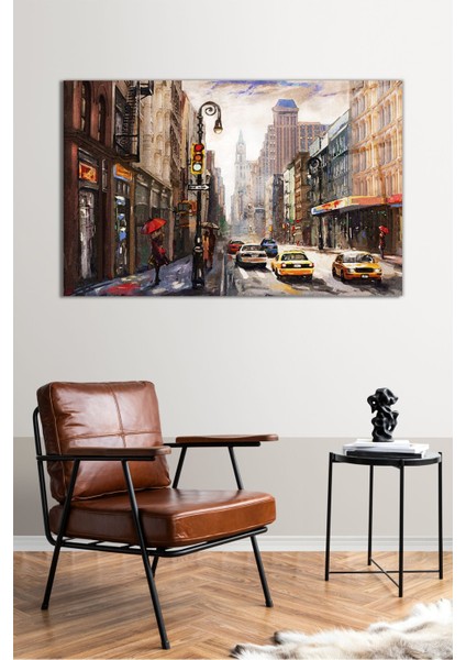 New York Sokakları Yatay Cam Tablo, Modern Ev Ofis Dekoru, Hediyelik Duvar Dekorasyonu, Kırılmaz Cam fiyatları
