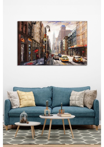New York Sokakları Yatay Cam Tablo, Modern Ev Ofis Dekoru, Hediyelik Duvar Dekorasyonu, Kırılmaz Cam modelleri
