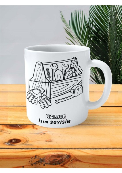 Nalbur Meslek Baskılı Kupa Bardak Çift Taraflı Baskı Kişiye Özel Model