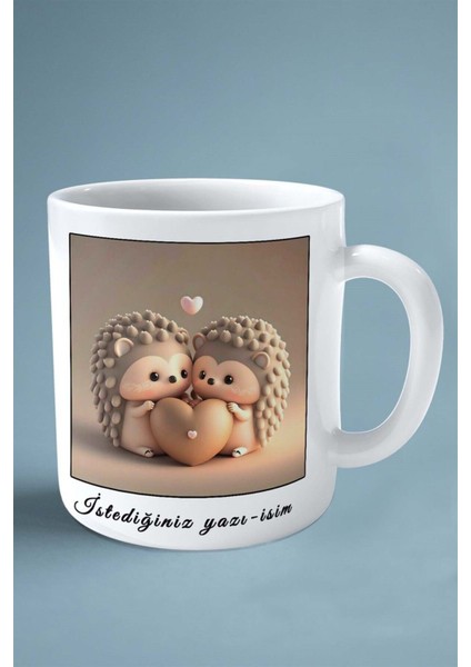 Sevgililer Günü Sevgili Kişiye Özel Baskılı Kupa Bardak Çift Taraflı Baskı Model 163 Kirpi fiyatları