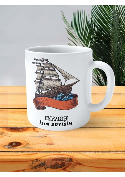 Kayıkçı Meslek Baskılı Kupa Bardak Çift Taraflı Baskı Kişiye Özel Model