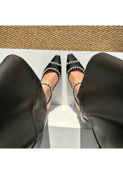 Hakiki Deri Inci Detaylı Stiletto modelleri