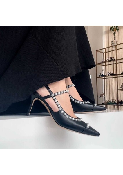 Hakiki Deri Inci Detaylı Stiletto indirimleri