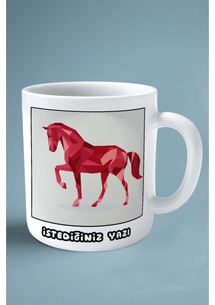 At Baskılı Kupa Bardak Çift Taraflı Kişiye Özel Çerçeveli Renkli Model 24 fiyatları