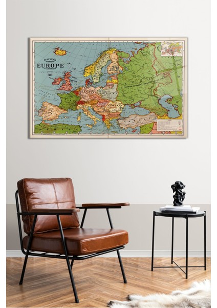 Vintage 1925 Avrupa Haritası Yatay Cam Tablo, Modern Ev Ofis Dekoru, Hediyelik Duvar Dekorasyonu fiyatları