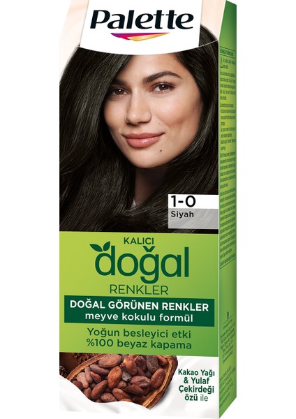 Doğal Renkler 1-0 Siyah Saç Boyası Kakao Yağı & Yulaf Çekirdeği Özü İle fiyatları