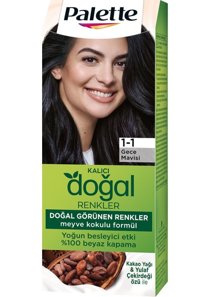 Kalıcı Doğal Renkler 1-1 Gece Mavisi Kakao Yağı Saç Boyası fiyatları