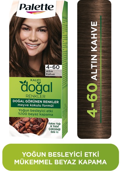 Kalıcı Doğal Renkler 4-60 Altın Kahve Kakao Yağı Saç Boyası