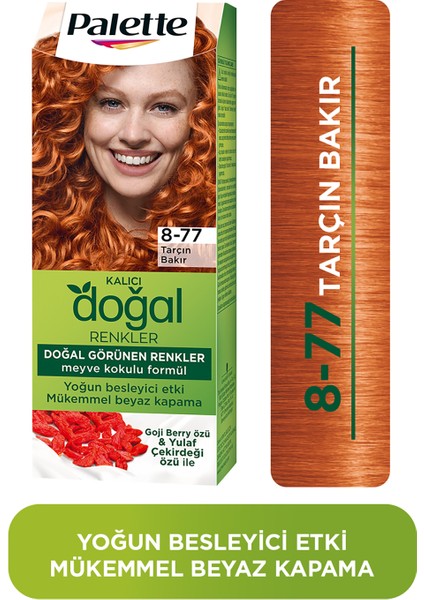 Kalıcı Doğal Renkler 8-77 Tarçın Bakır Goji Berry Özü Saç Boyası