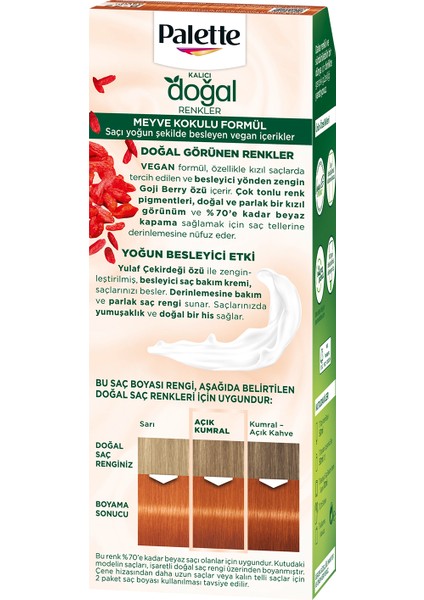 Kalıcı Doğal Renkler 8-77 Tarçın Bakır Goji Berry Özü Saç Boyası modelleri