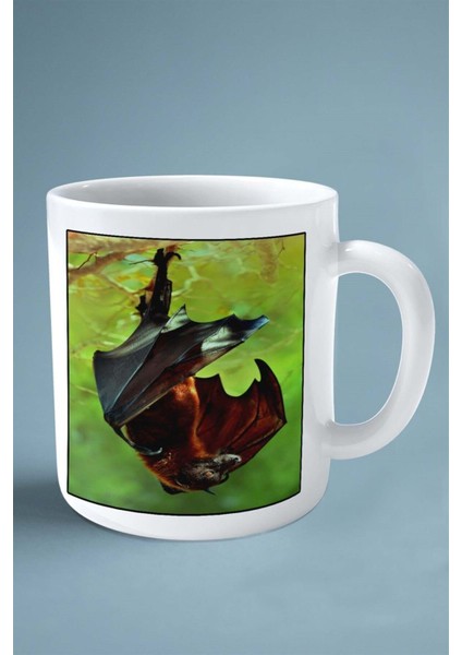 Yarasa Baskılı Kupa Bardak Çift Taraflı Kişiye Özel Çerçeveli Renkli Model 6