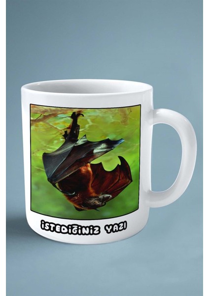 Yarasa Baskılı Kupa Bardak Çift Taraflı Kişiye Özel Çerçeveli Renkli Model 6 fiyatları