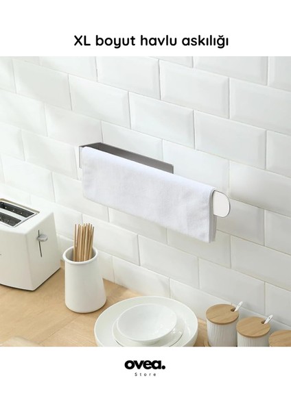 3 Lü Set / Paslanmaz Çelik Havluluk ve Tuvalet Kağıtlığı / Yapışkanlı Tasarım / 30 Cm-26 Cm-18 cm indirimleri