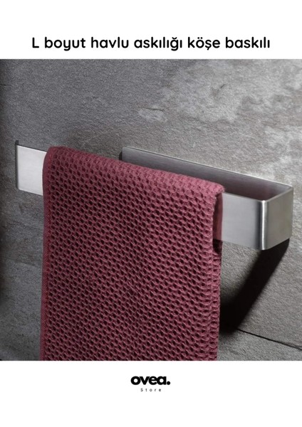 3 Lü Set / Paslanmaz Çelik Havluluk ve Tuvalet Kağıtlığı / Yapışkanlı Tasarım / 30 Cm-26 Cm-18 cm