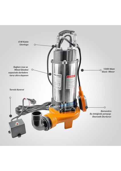 Ibeltech V1300DF 2 Inç 1.5 Hp Bıçaklı Foseptik Dalgıç Pompa Kirli Su Dalgıç Pompa 1300W Parçalayıcı modelleri