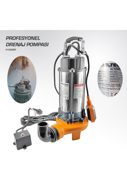 Ibeltech V1300DF 2 Inç 1.5 Hp Bıçaklı Foseptik Dalgıç Pompa Kirli Su Dalgıç Pompa 1300W Parçalayıcı fırsatları