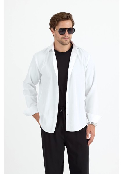 Erkek Regular Fit Beyaz Gömlek